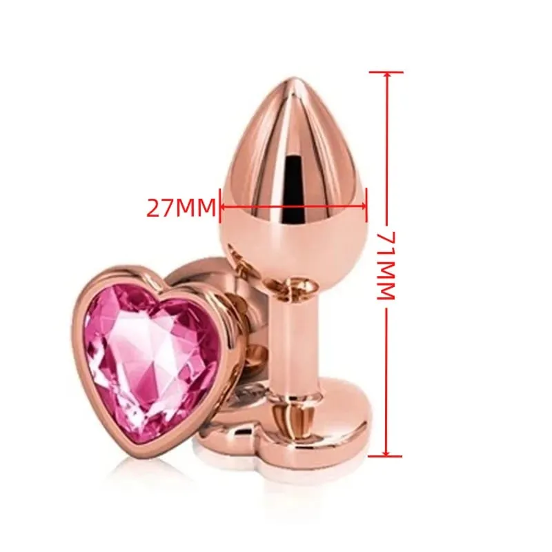 Perline anali in metallo di piccole dimensioni Butt Plug Mini Arcobaleno Butt plug in oro rosa Gioielli in cristallo Trainer Dildo anale Masturbazione Giocattolo del sesso