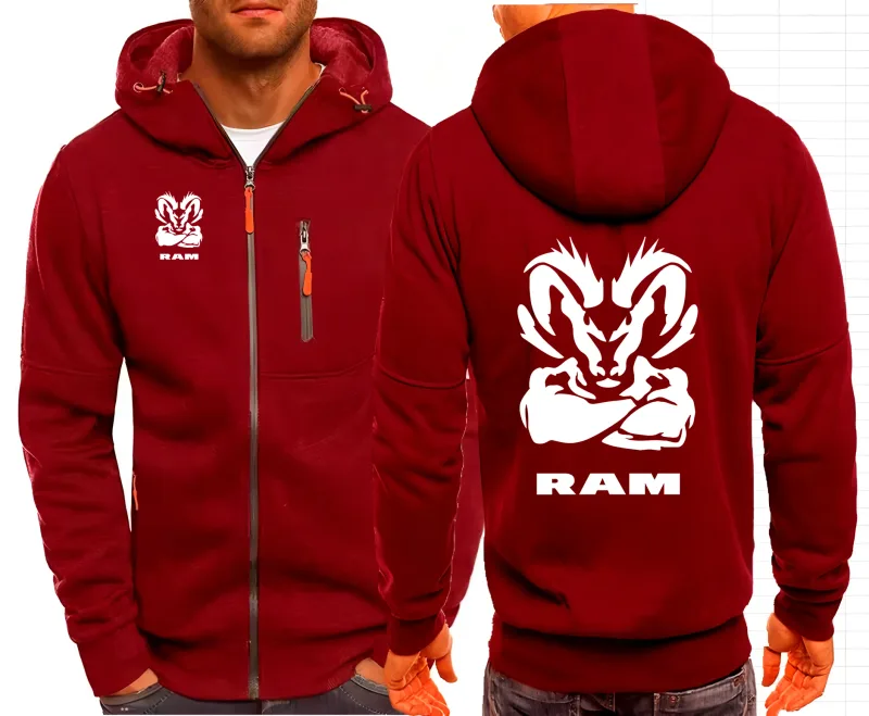 2025 Ram 1500 Turbo DodgeLY Appassionati di auto Streetwear da uomo Felpe con zip Tinta unita Felpa con cappuccio Felpa con cappuccio da uomo all'aperto