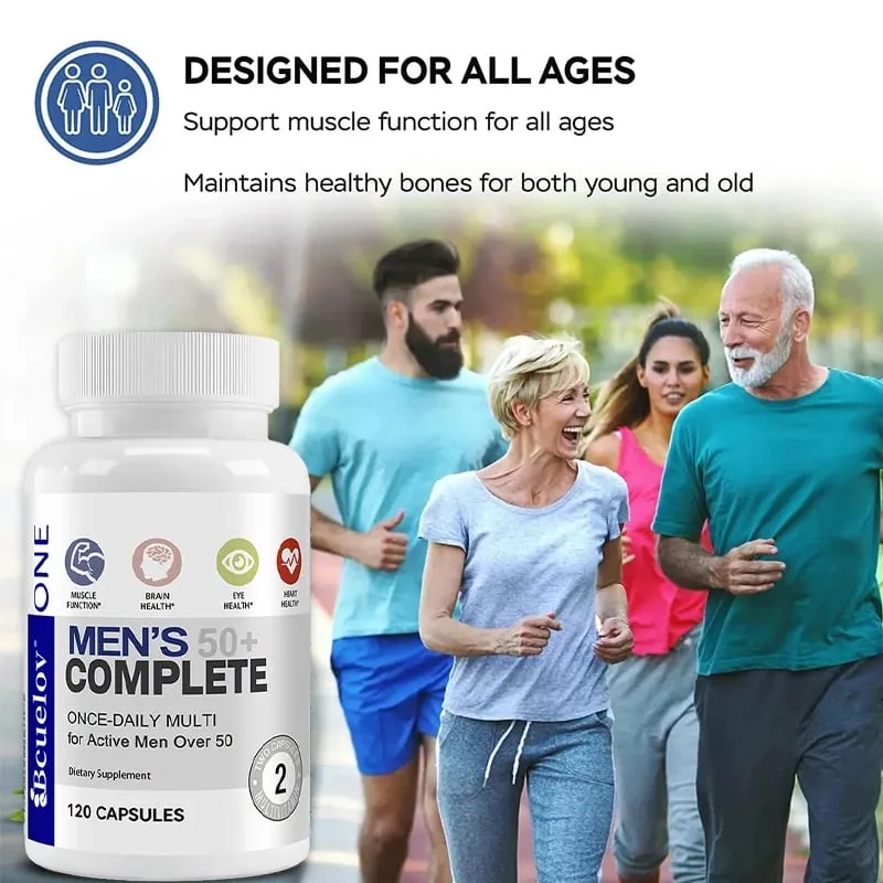 Men's Multivitamin for 50+ - Enhances Memory and Cognition Supports Brain Eye and Heart Health Boosts Energy and Immunity