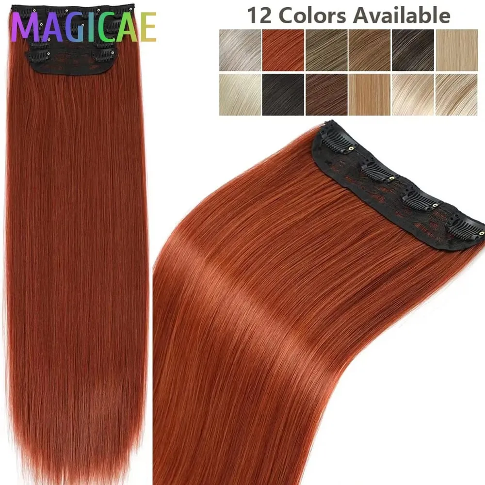 24 بوصة مقاطع برتقالية شقراء في وصلة شعر مستقيمة أومبير Brown6 # تسليط الضوء على P27/613 # 4 قطعة/الحزمة شعر صناعي مقاوم للحرارة — image 5