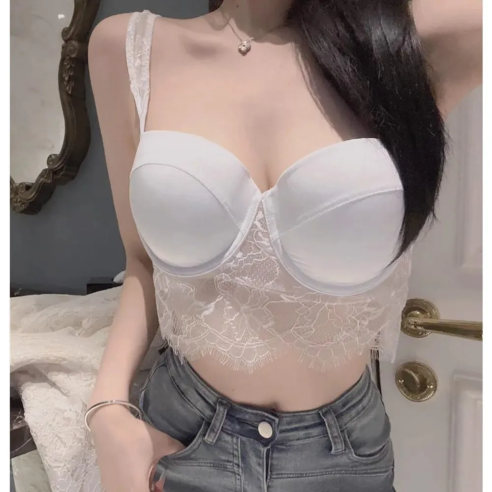 Elegant Ladies Deep U‑Back Lace Lingerie Set Soft Underwire Thin Cup Push‑Up Sheer Lace Summer Comfort Daily Intimate Wear 32‑38