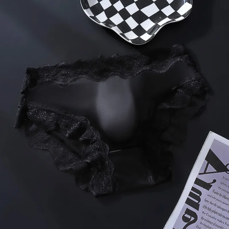 Men Triangle Panties Lace Trim Butterfly Knot Flower Pattern Manipis Super Kumportable U Bulge Pouch Breathable Transparent Underwe