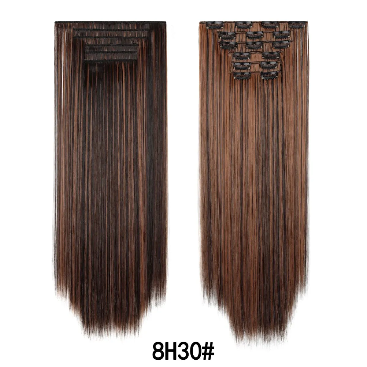 Jeedou Jeedou 6Pcs Clip In Straight Hair Extensions 60cm Long Synthetic Hair Pieces With 16 Clips Heat Resistant Hair For Women
