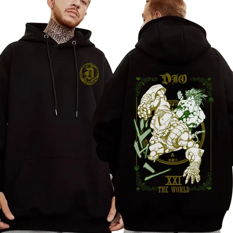 Anime Jojo Bizarre Adventure Hoodies Dio Brando Jotaro Kujo Manga Graphic Sweatshirts Men's Women Long Sleeves Fleece Pullovers