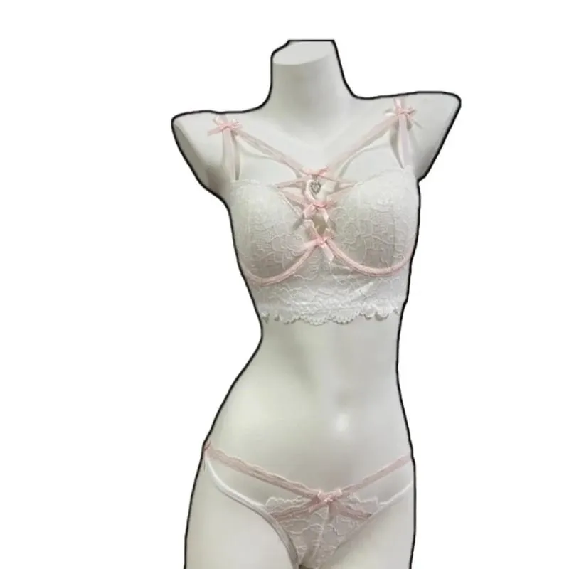 Magic Bust Boost Lace Bra Heart Pendant Decor Sexy Allure Women Underwear Push‑Up Lingerie S‑XL Size 32‑38AB Cups