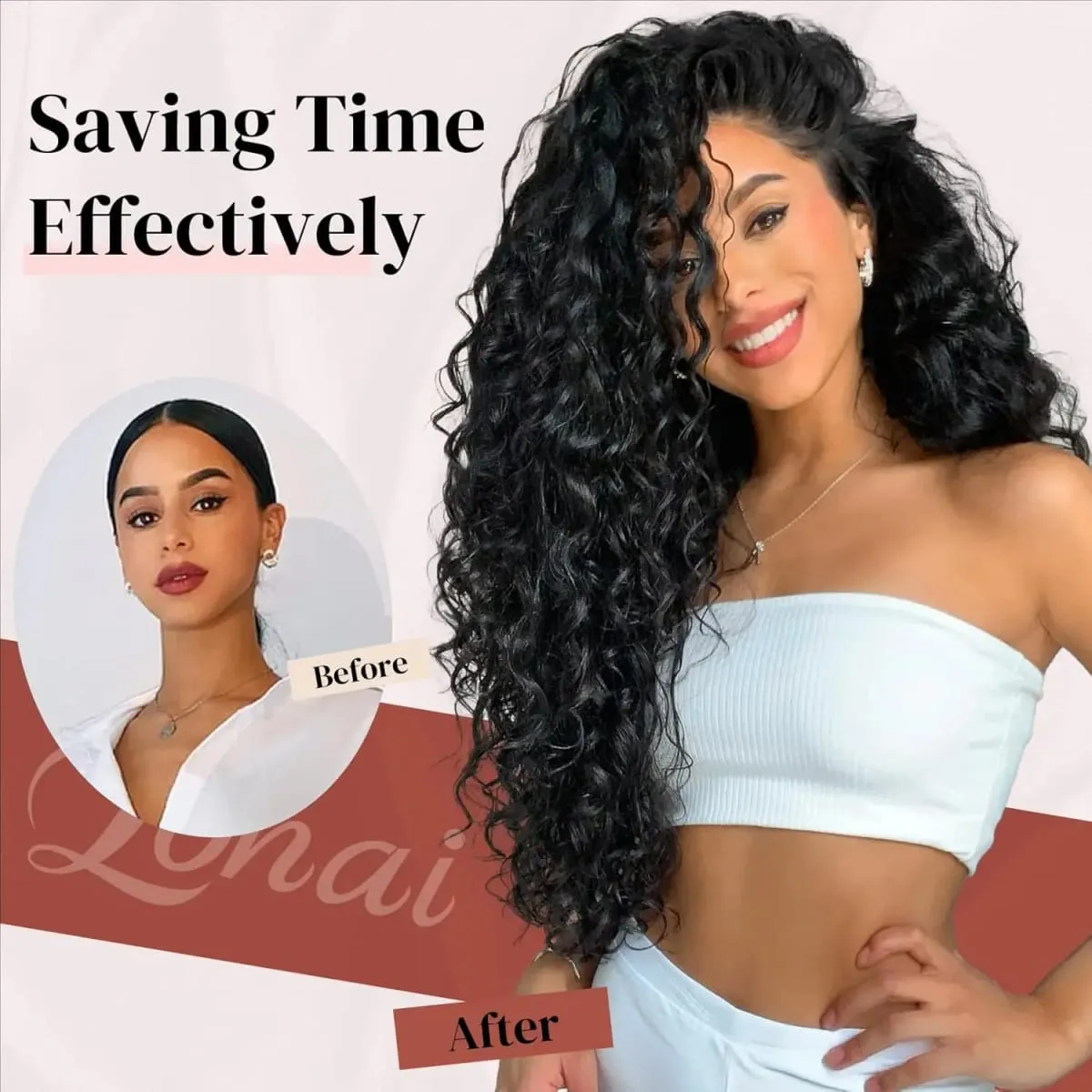 24Inch Synthetic Deep Wave Clip In Hair Extensions 7Pcs/Set 140g Fake Hair Full Head Hairpiece Curly Clip Ins Hair For Women