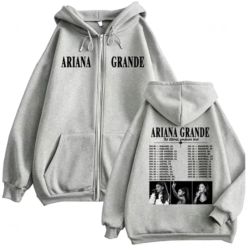Ariana Grande Eternal Sunshine Tour Zip Up Hoodies Men Women Fashion Aesthetic Sweatshirt Jacket Coat High Quality Zipper Hoodie