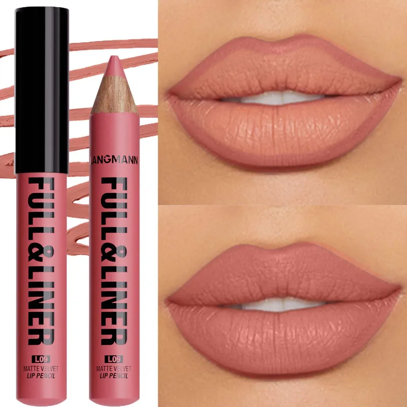 Vandtæt mat lipliner blyant Brun konturfarvet læbestift pen Langtidsholdbar 12 farve træ læbe liner blyant fuldlæbe makeup — image 9