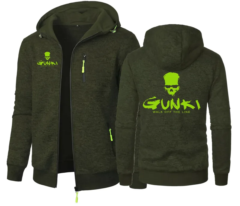 Gunki Love Fishing – manteaux à capuche pour hommes, sweat-shirt décontracté avec fermeture éclair, vêtements de sport, coupe cintrée, veste décontractée