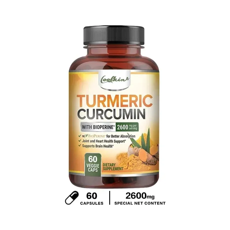 Curcumin Supplement with Black Pepper 2600 Mg Contains 95% Curcumin Enhanced Absorption Joint Support Supplement