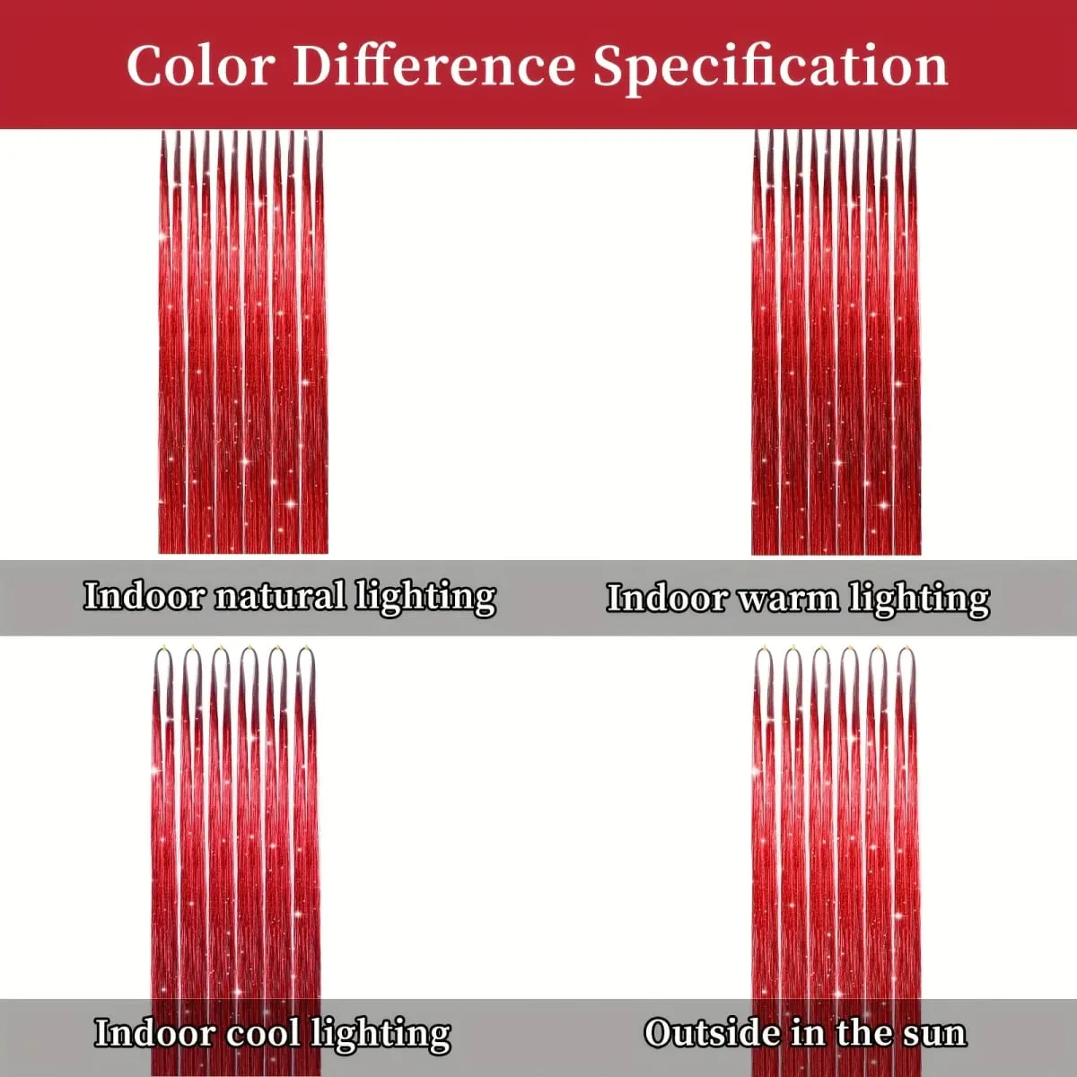 6pcs 22inch Colorful Glitter Tinsel Hair Extensions Fairy Hair Extension Hair Extension Tinsel Glitter Hair Synthetic Extensions