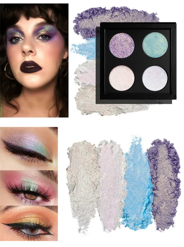 4 Colors Vegan Chameleon Eyeshadow Palette Private Label Makeup Wholesale Custom Logo Color Shift Eye Shadow