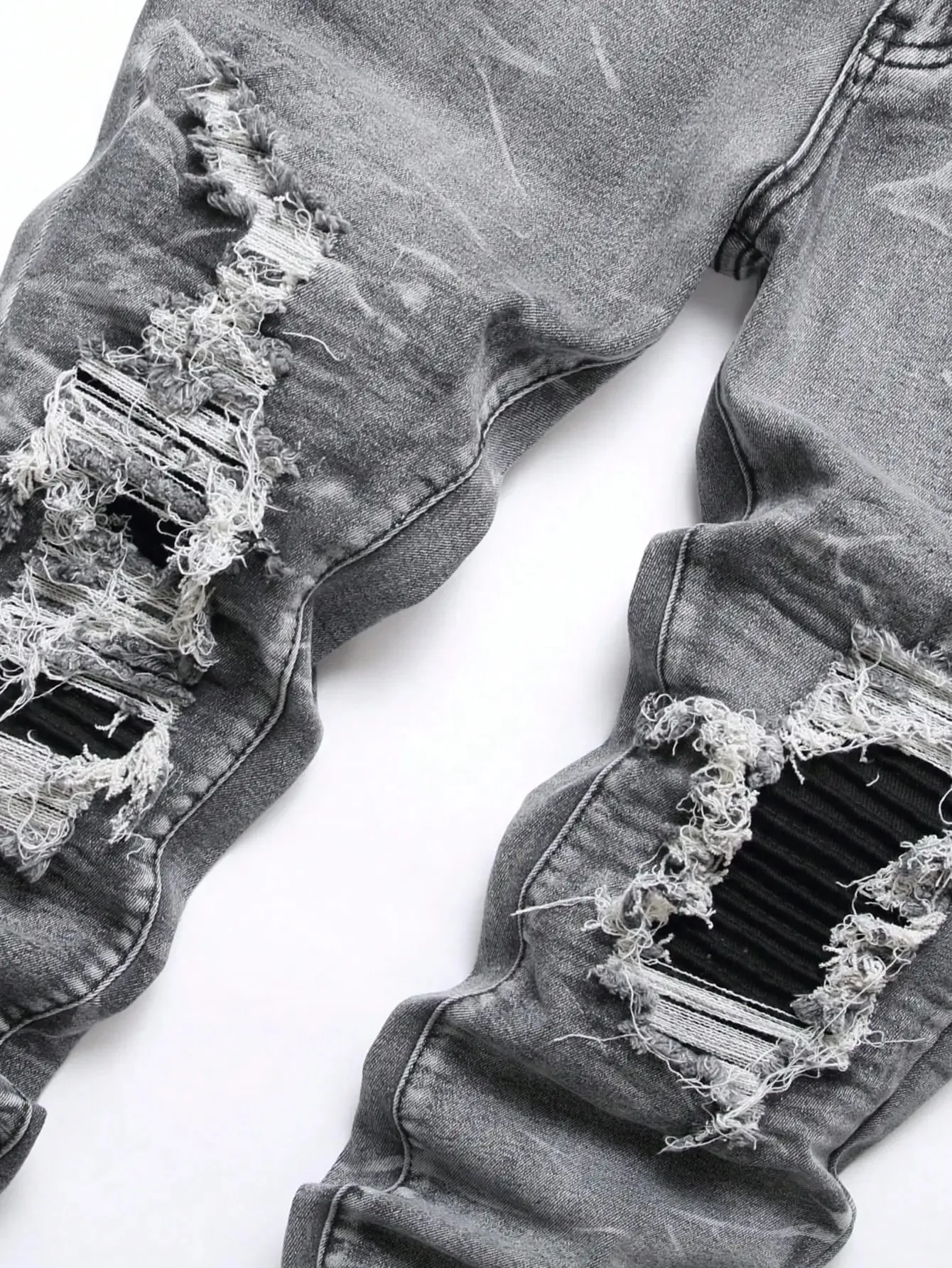 Ανδρικό ελαστικό τζιν τζιν Streetwear με σκίσιμο συνονθύλευμα τρύπες με σκισίματα τζιν ελαστική μέση casual παντελόνι Slim εφαρμογή ίσιο παντελόνι