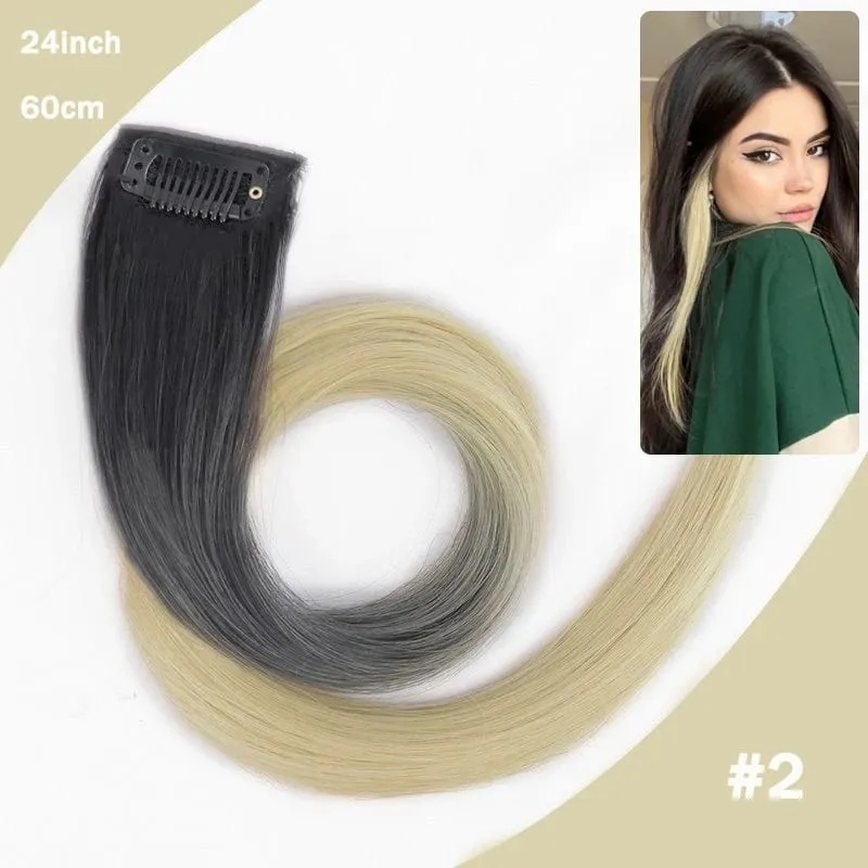 Hair Clips Hair Extensions Wig Synthetic Long Straight Gradient Color Clip-in Hair piece Hair Clips for Hair for Women Wear