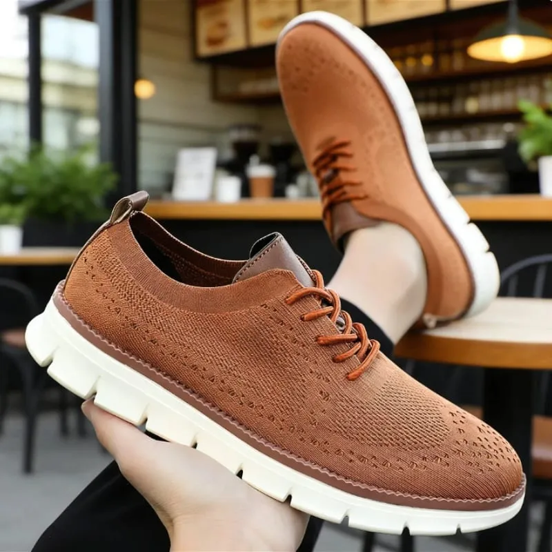 Fashion Men's Casual Shoes Breathable Minimalist Shock-Absorbing Lace-Up Walking Shoes Comfortable Casual Travel Sneakers Men
