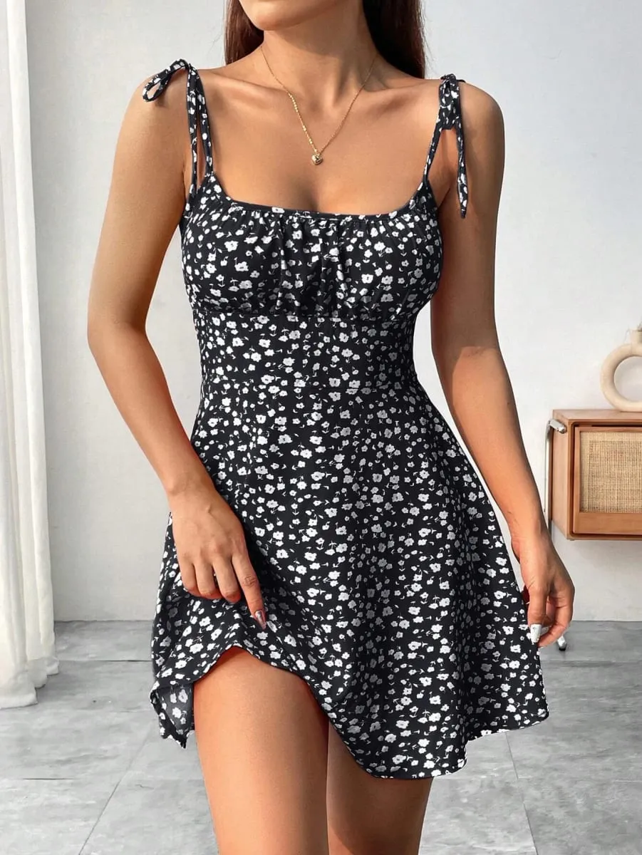 Ladies Spring Summer Elegant Casual Y2K Sexy Floral Print Invisible Zipper A-Line Mini Dress Women's Fashion Retro Skirt — image 3