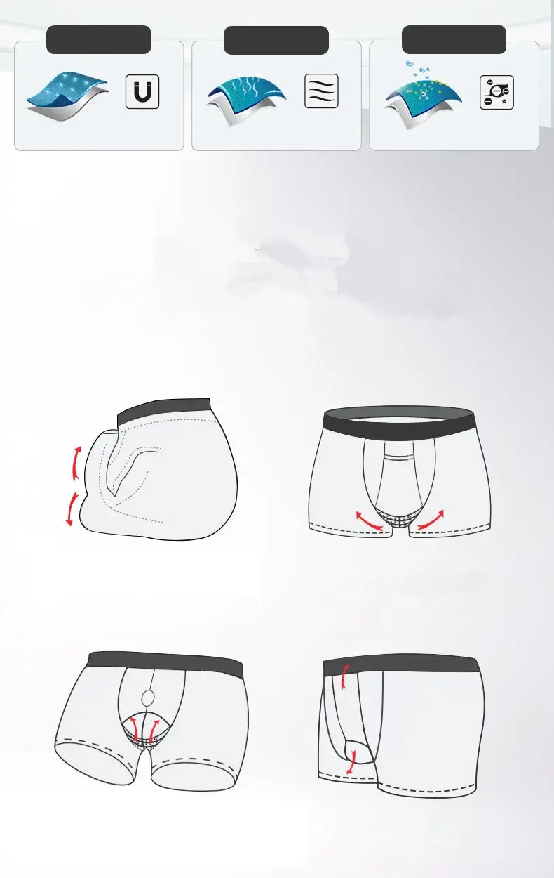 Boxershorts för män Push Up Underkläder Modal Trosa Man Andas Magnetisk Is Silk Bullet Separation Pouch Kalsonger Cueca