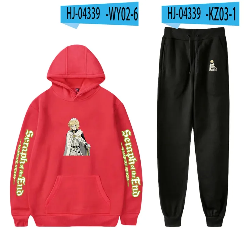 Harajuku confortable Seraph de la fin imprimé sweat-shirt pantalons de survêtement costume à capuche + pantalon costume garçons/filles 2 pièces ensemble vêtements