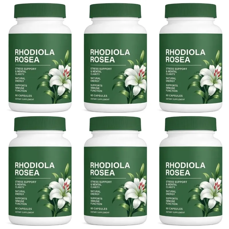 500mg Rhodiola Rosea Capsules Natural Herbaceous Plants Supplement for Daily Stress Support & Energy Balance 60 Count Per Bottle