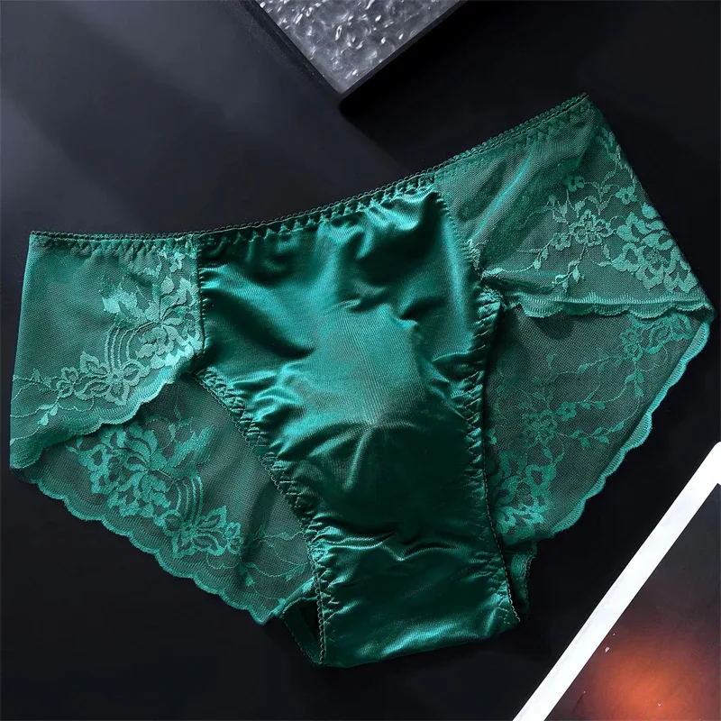Lace men's underwear 3D Punched tangas japonesa Ice Silk Thin calzoncillos hombre Sexy lingerie adults 18 plus cuec gay panties
