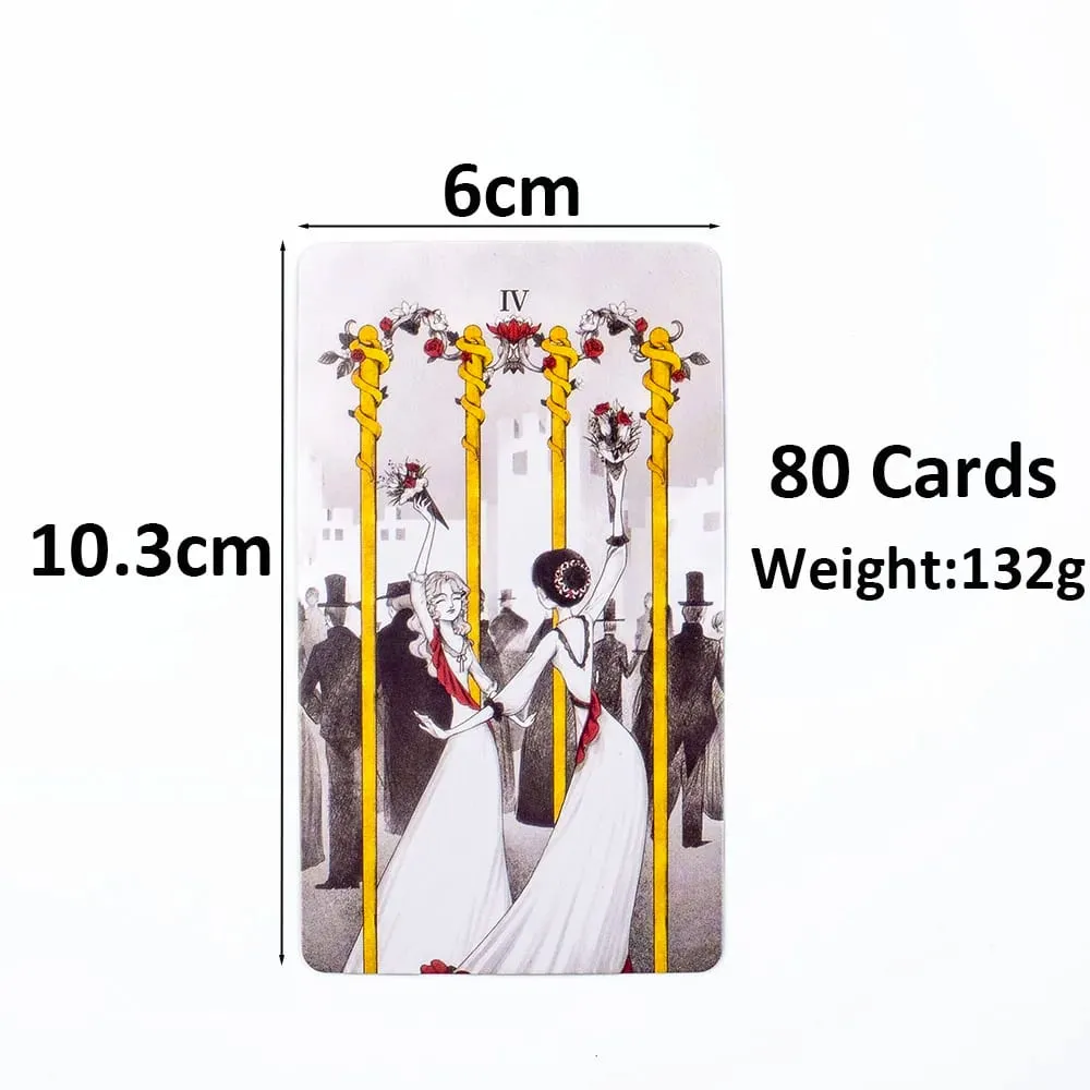 Secret Mirror Tarot Cards 10.3*6Cm Feminine Art Tarot In Rich Symbolism with Monochrome Realm:Black White Red Gold