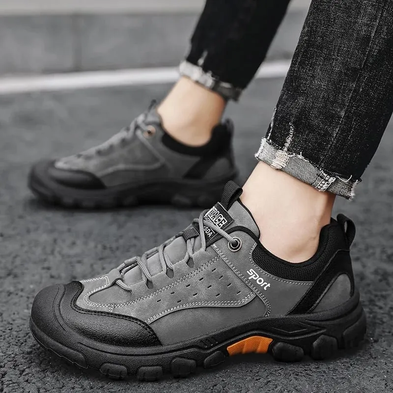 Men's Hiking Camping Shoe Waterproof Leather Upper Non Slip Hiking Boots Outdoor Durable Non Slip Sole Sports Shoes Large Size