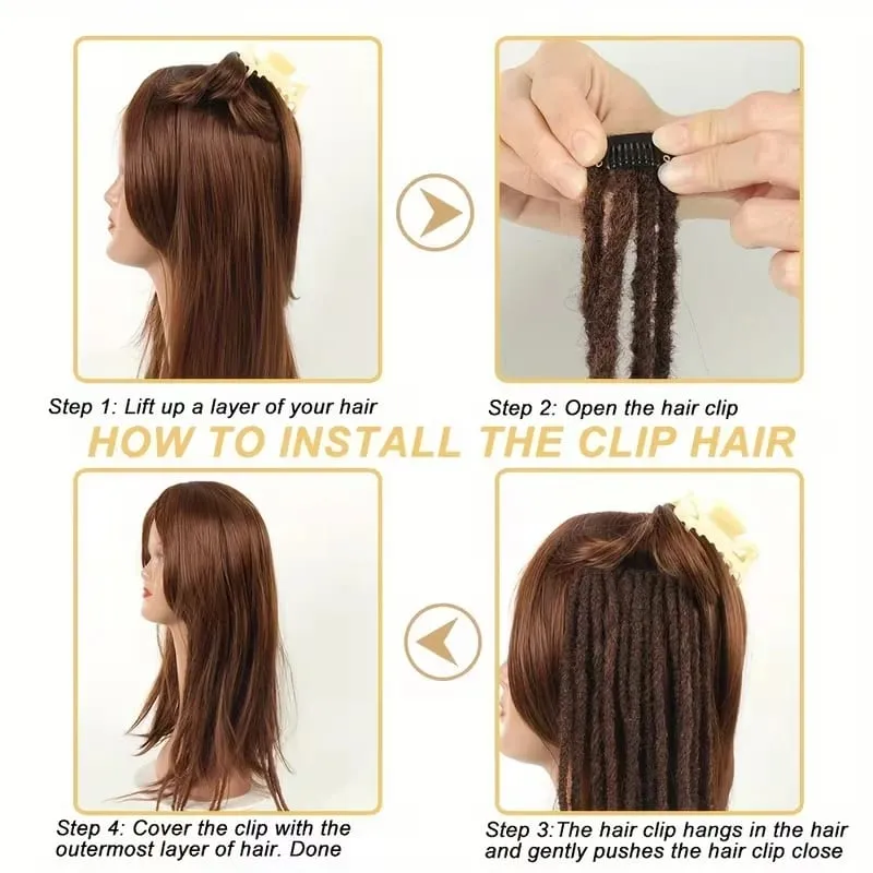 2pcs Gradient Brown Blonde Thin Dreadlock Extensions Synthetic Handmade Single Locs Braids for Men Hip Hop Street Styling