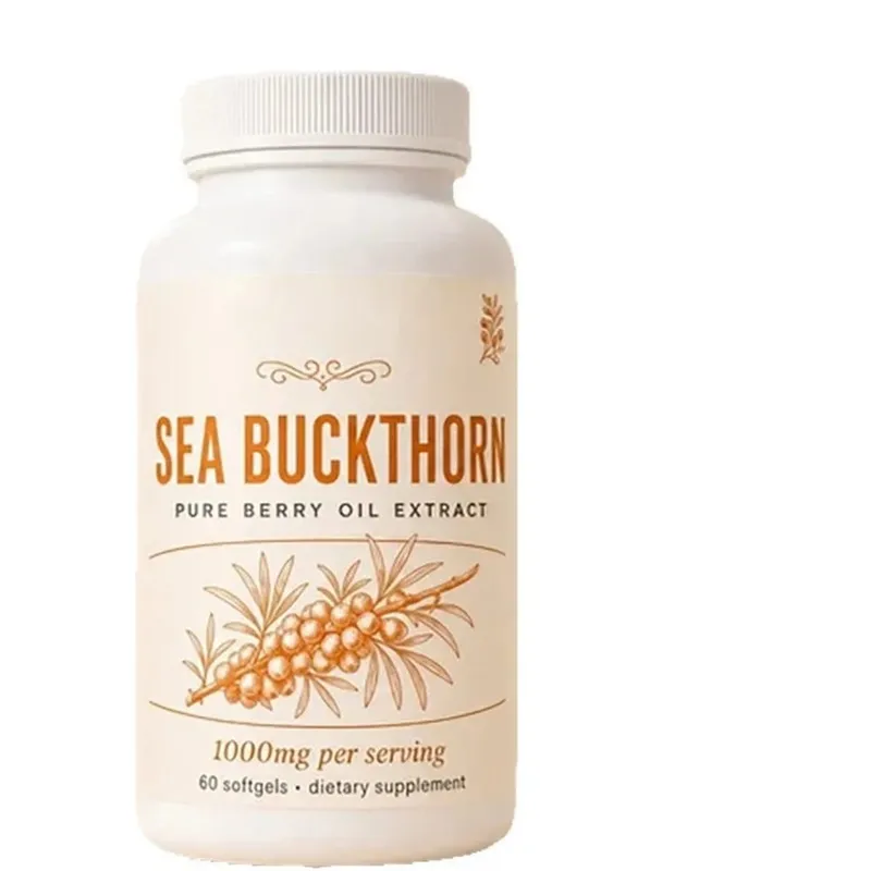 Sea Buckthorn Oil 1000mg Omega-7 Softgels Supports Healthy Cholesterol Skin Elasticity Circulation Antioxidant 60 Capsules