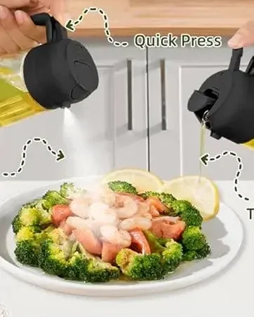 500ml 2-em-1 duplo uso plástico azeite pulverizador dispensador spray despeje garrafa vinagre senhor fritadeira de ar churrasco salada ferramentas de cozinha