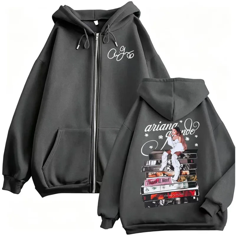 Ariana Grande Eternal Sunshine Album Cover Zip Up Hoodies Men Women Harajuku Classic Jacket Sweatshirt Cozy Casual Zipper Hoodie