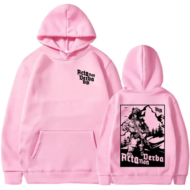 Acta Non Verba Brothers in Arms Double Sided Print Hoodies Men Women Clothing Fashion Sweatshirts Oversized Long Sleeve Pullover