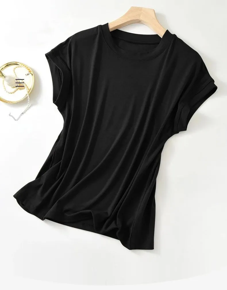 1pcs Women T Shirt Summer Sleeveless Round Neck Breathable Loose Leisure Tops Comfort Lady Basic Tee Solid Female Ice Silk Vests
