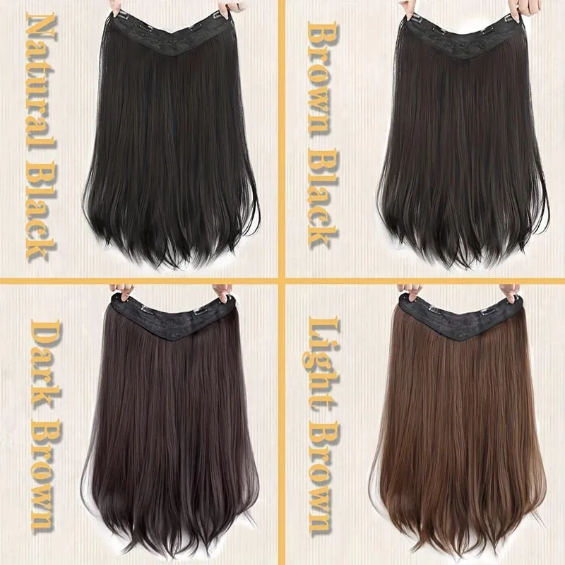 24'' Clip in Hair Extensions Long Straight Clip Hair Piece Extensions for Women Synthetic Natural Straight Hairpieces Extension