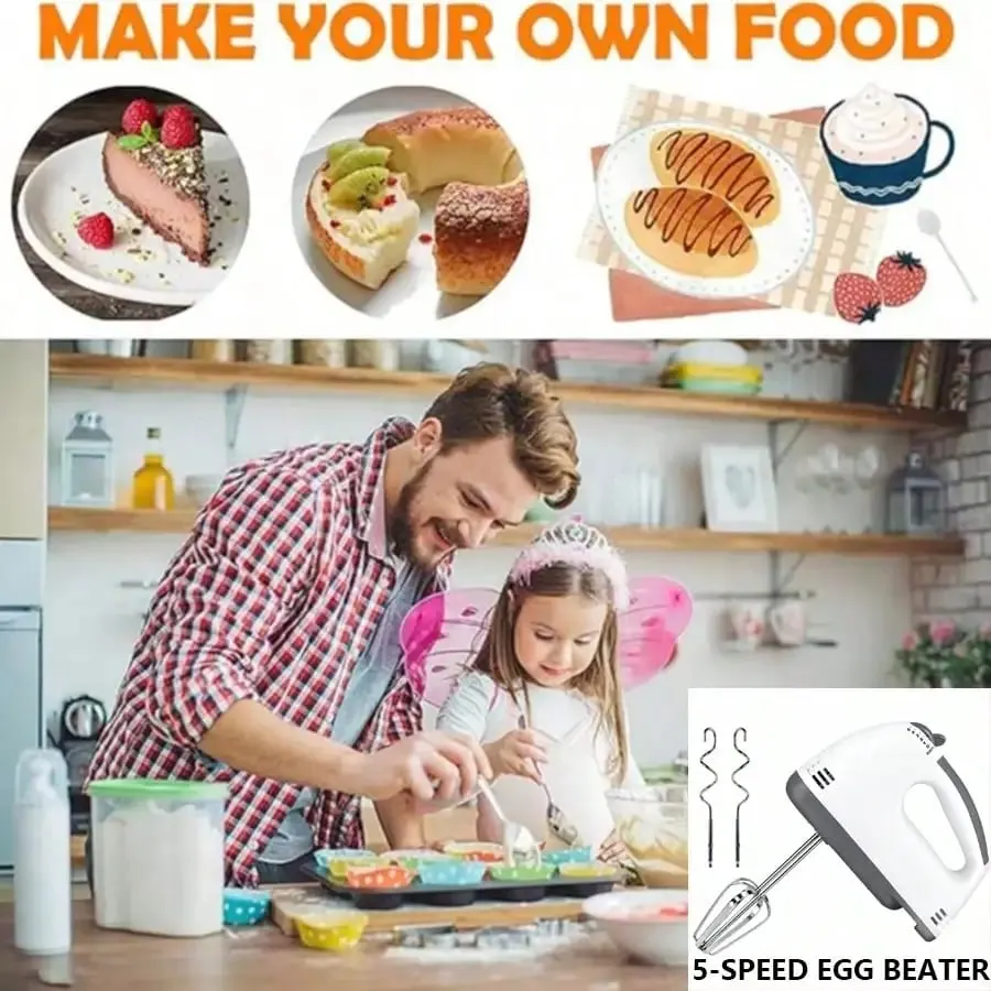 Electric Handheld Egg Beater Stand Mixer Small Automatic Cream Whipping Machine For Home Baking 5 Speed Settings Electric Egg Beater For Home Use Handheld Electric Egg Beater.