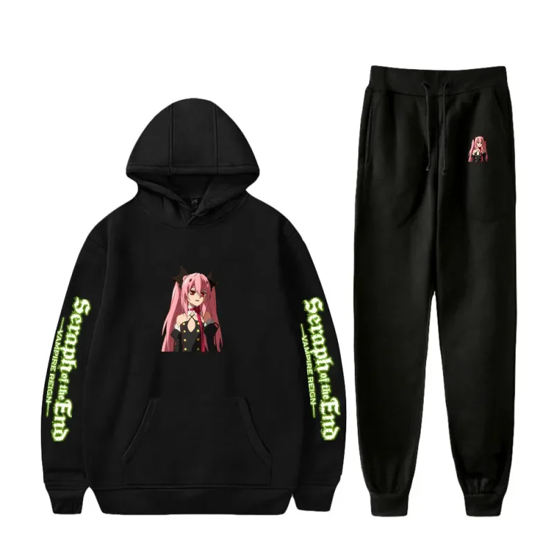 Harajuku confortable Seraph de la fin imprimé sweat-shirt pantalons de survêtement costume à capuche + pantalon costume garçons/filles 2 pièces ensemble vêtements