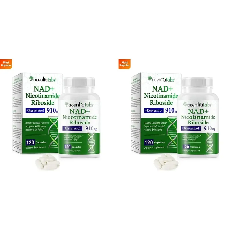 NAD+ Nicotinamide Riboside Capsules with Resveratrol & Quercetin for Cellular Health & NAD+ Levels Support Adults 120 Capsules