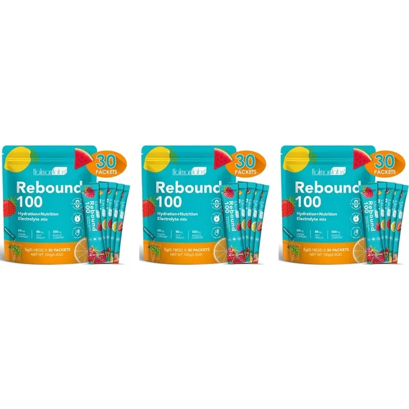Hatmanlabs Rebound 100 Electrolyte Mix Powder Sugar Free with Potassium Magnesium Zinc Supports Muscle Comfort 30 Packets