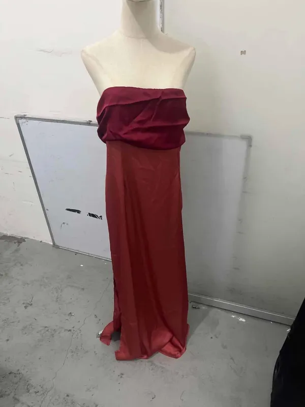 Color Blocking Scarf Collar Suspender Women Maxi Dress Spaghetti Strap High Split Floor Length Evening Dresses Lady Party Robes