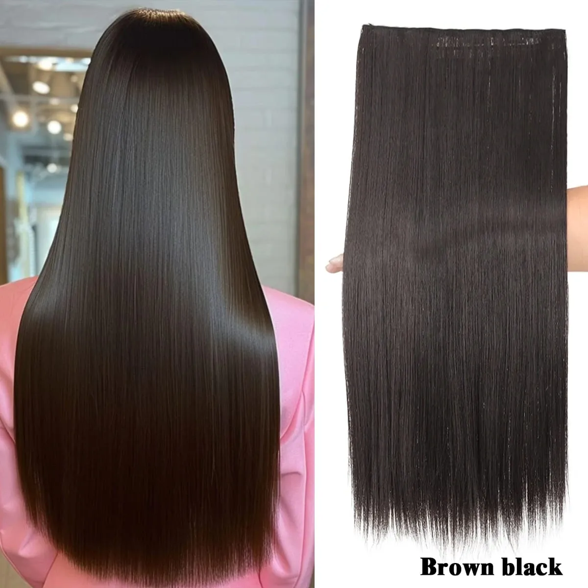 Synthetic 20“24” 28 5 clip hair extension piece wig women extend heat-resistant wig long straight hair — image 7