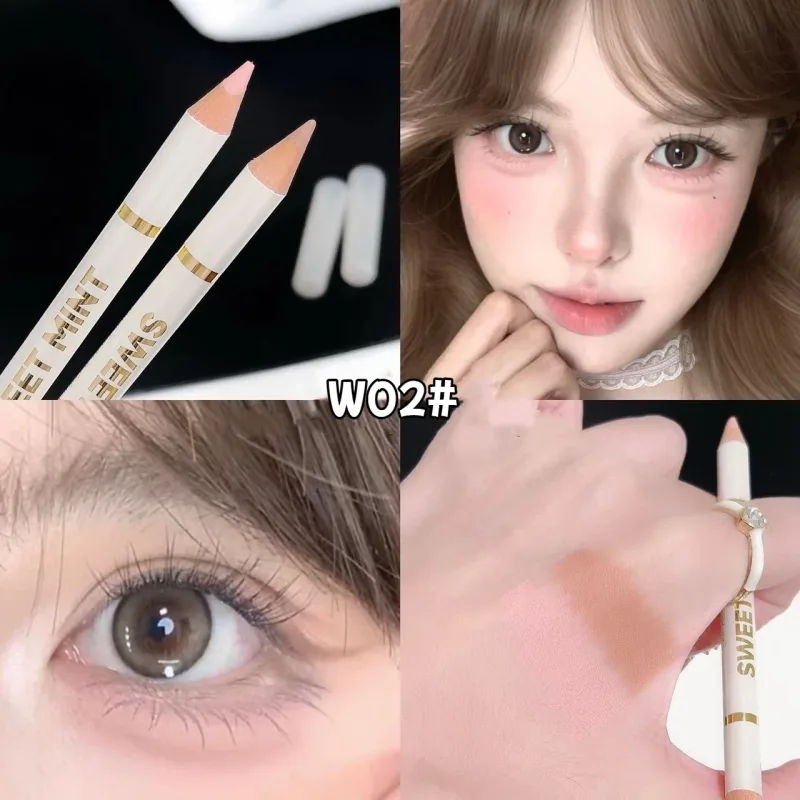 Double-ended Silkworm Eyeliner Shadow Pen 2 in 1 Nude Pink Brightening Highlighter Makeup Pencil Lasting Waterproof Eye Makeup
