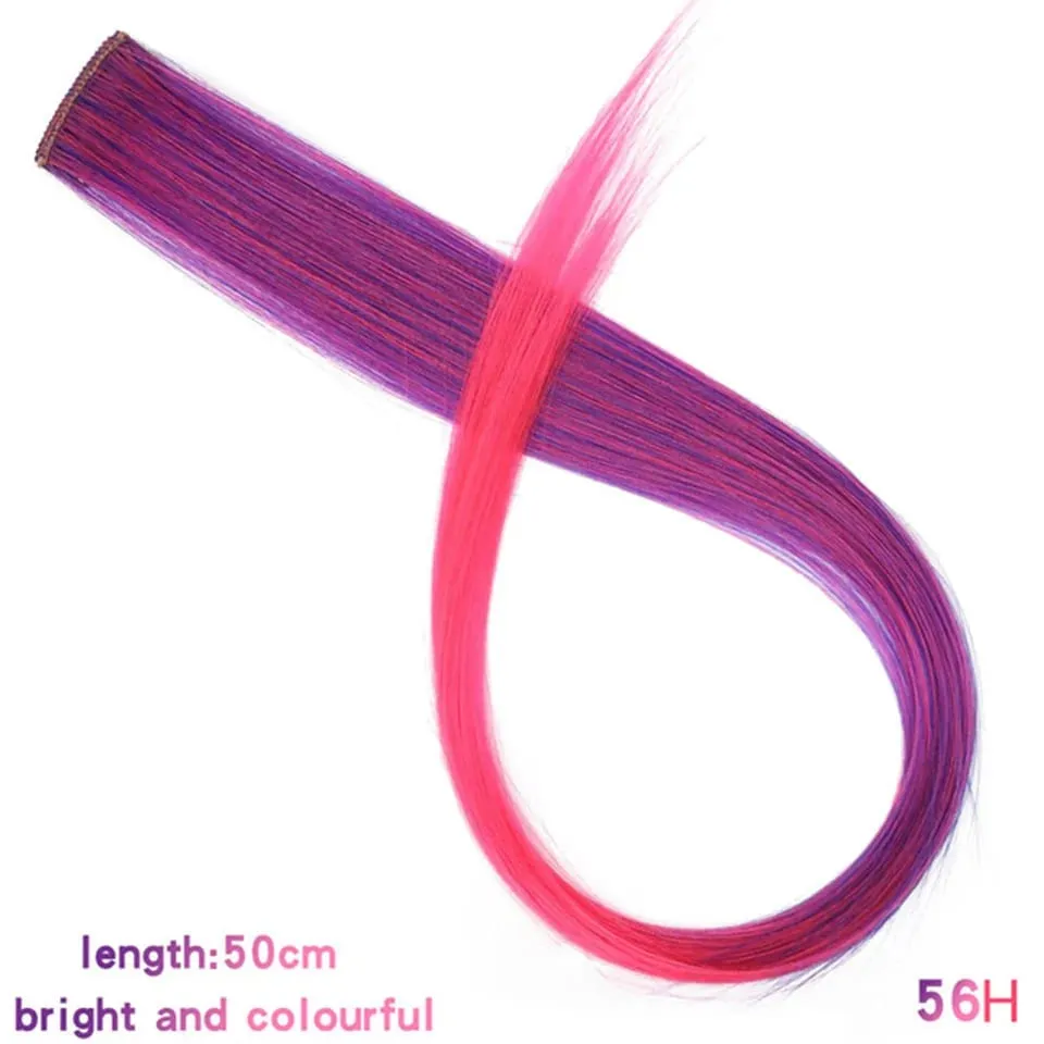 Tổng Hợp Kẹp Trong Một Miếng Nhiều Màu Sắc Làm Tóc Xoăn Tóc Tổng Hợp Miếng 18 "Dài Ombre Tóc Hồng Tím Đỏ xanh Dương