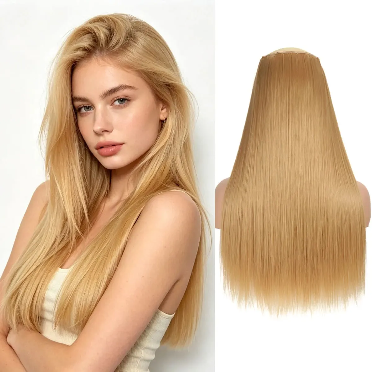 Synthetic 5 Clips in one piece hair extensions 22inch long straight clip in hair for women girls daily party holiday