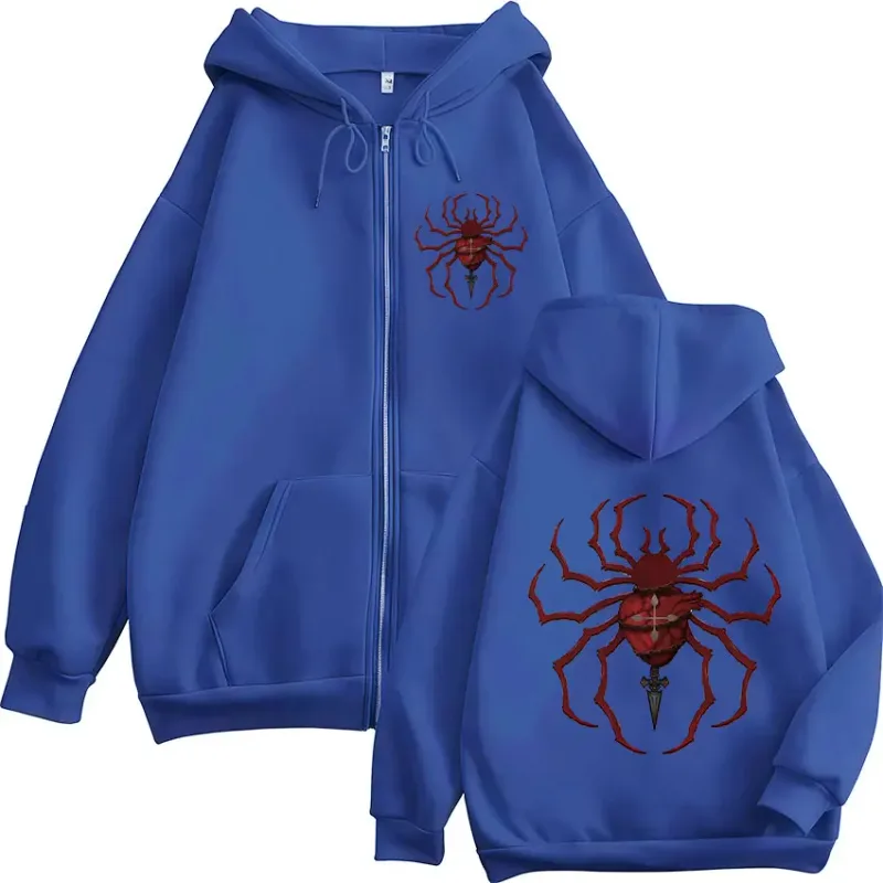 Anime Hunter X Hunter Phantom Troupe Edderkop Logo Lynlås Hættetrøjer Herre Zip Up Hættetrøjer Langærmede Pullovere Jakker