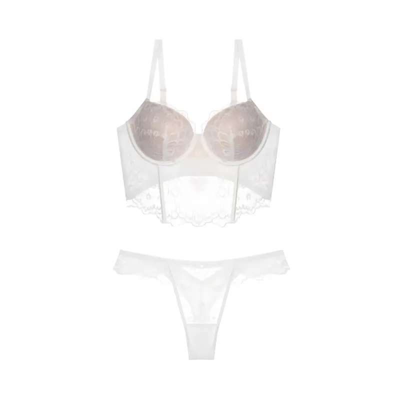 Sexy Women French Lace Fishbone Bra Soft Underwire 3/4 Cup Push Up Anti Sag Side Breast Shaper Comfort Daily Lingerie