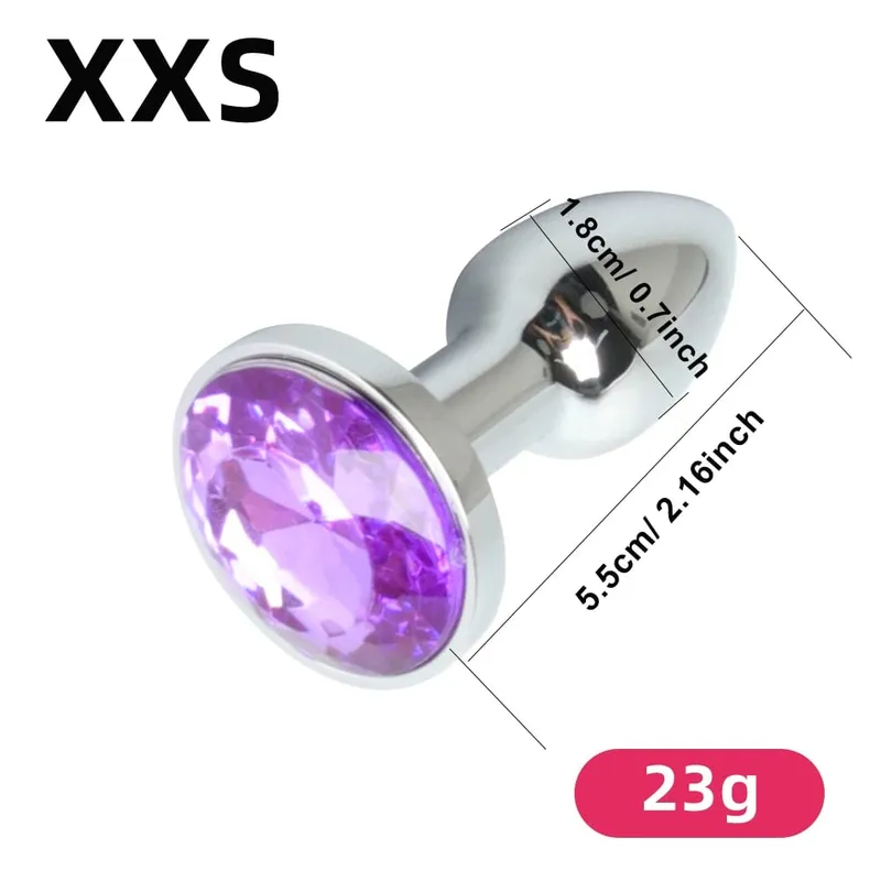Mini Metal Anal Plug XXS Small Anal Dilator For Adult Men Women Butt Plug With Round Crystal Female Masturbation Anus Sex Toys