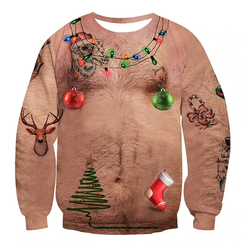 Suéter feo de Navidad, sudaderas divertidas con estampado 3D de patrón muscular para hombres, nueva moda, jersey, disfraz de fiesta, regalo de Navidad — image 11