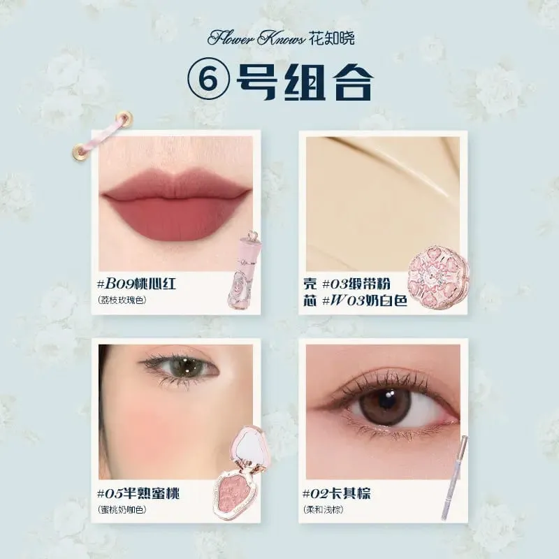 Flower Knows Bunny Garden 4-Piece Makeup Set Cushion BB Cream Liquid Lipstick Easy-Apply Blush Waterproof Eyeliner Cosmetics Kit