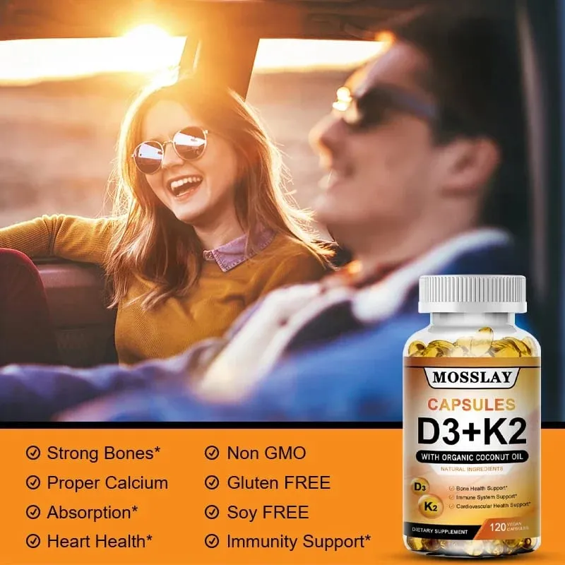 Vitamin K2 og D3 Supplement Premium Formula (30/60/120 kapsler)