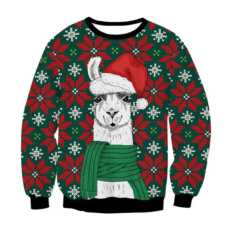 Festival Christmas Pattern Sweatshirts For Men Humping Reindeer 3D Printed Pullover Holiday Party O-Neck Hoodies Long Sleeves