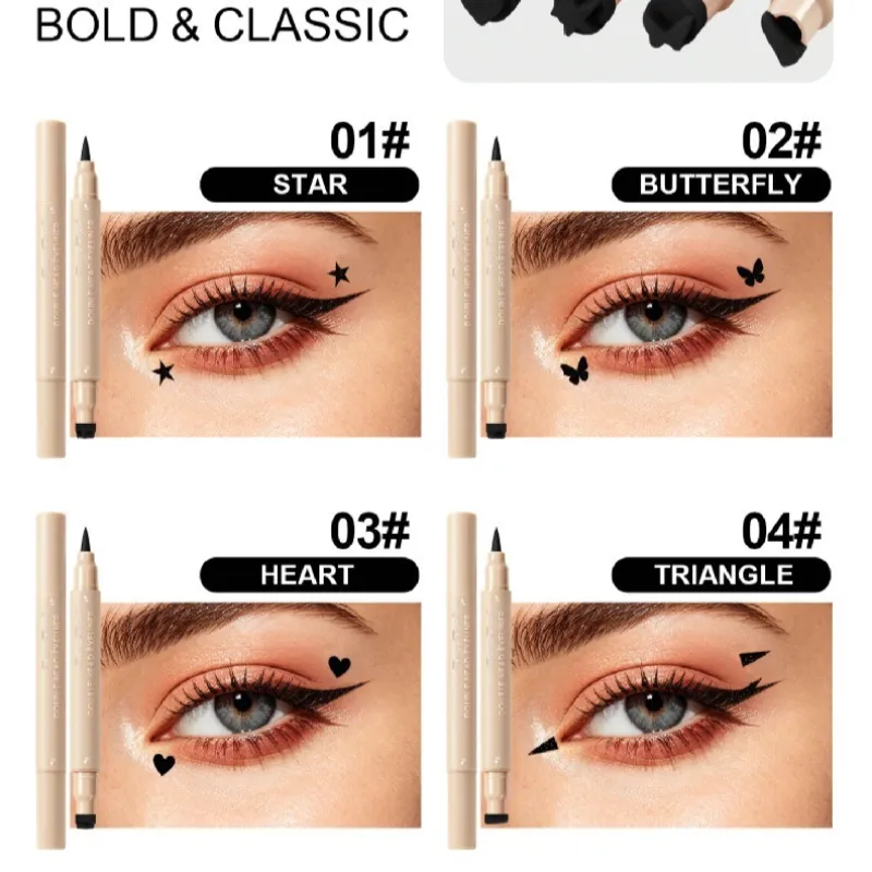 2-in-1 Dual-Ended Stamp Eyeliner Pen 20 Colors Waterproof Liquid Eyeliner with Stamp Tip Quick Dry Eye Makeup for Beginners